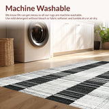 Ultra Soft Area Rug, Non Slip, Stain Resistant, Washable Area Rugs for Living Room, Bedroom, Bold Parallel Lines, Contemporary Stripe Aesthetic(Black)
