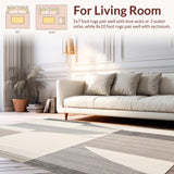 Ultra Soft Area Rug, Non Slip, Stain Resistant, Washable Area Rugs for Living Room, Bedroom, Modern Abstract Beige Area Geometric Slate Design(Gray)