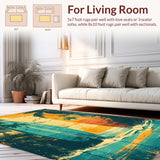 Ultra Soft Area Rug, Non Slip, Stain Resistant, Washable Area Rugs for Living Room, Bedroom, Rustic Summer Surfboard Bath Rug with Palm Tree Artwork on Weathered Wood(Blue)