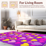 Ultra Soft Area Rug, Non Slip, Stain Resistant, Washable Area Rugs for Living Room, Bedroom, Charming Fun-Filled Aesthetic Design(Purple)
