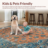 Ultra Soft Area Rug, Non Slip, Stain Resistant, Washable Area Rugs for Living Room, Bedroom, Whimsical Colorful Trellis Design(Orange)