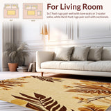 Island Breeze Weatherproof Area Rug With Decorative Botanical Pattern(Beige)