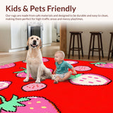 Ultra Soft Area Rug, Non Slip, Stain Resistant, Washable Area Rugs for Living Room, Bedroom, Eclectic Colorful Fruit Fusion(Red)