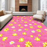 Ultra Soft Area Rug, Non Slip, Stain Resistant, Washable Area Rugs for Living Room, Bedroom, Trendy Colorful Nature-Inspired Print(Pink)