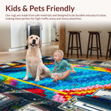 Ultra Soft Area Rug, Non Slip, Stain Resistant, Washable Area Rugs for Living Room, Bedroom, Vibrant City Road Educational Playroom Rug(Blue)