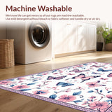 Ultra Soft Area Rug, Non Slip, Stain Resistant, Washable Area Rugs for Living Room, Bedroom, Vibrant Nature-Inspired Scalloped Charm(Pink)