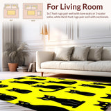 Ultra Soft Area Rug, Non Slip, Stain Resistant, Washable Area Rugs for Living Room, Bedroom, Trendy Graphic Cat Silhouette(Yellow)