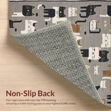 Ultra Soft Area Rug, Non Slip, Stain Resistant, Washable Area Rugs for Living Room, Bedroom, Funky Gray Cat Graphic Design(Gray)