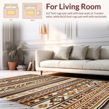 Ultra Soft Area Rug, Non Slip, Stain Resistant, Washable Area Rugs for Living Room, Bedroom, Modern Vintage Lattice Composition(Brown)