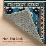 Ultra Soft Area Rug, Non Slip, Stain Resistant, Washable Area Rugs for Living Room, Bedroom, Rustic Geometric Tribal Elegance(Blue)