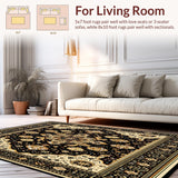 Ultra Soft Area Rug, Non Slip, Stain Resistant, Washable Area Rugs for Living Room, Bedroom, Cotton Blend Woven(Black)