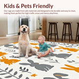 Ultra Soft Area Rug, Non Slip, Stain Resistant, Washable Area Rugs for Living Room, Bedroom, Whimsical Springtime Rabbit Motif(Gray)