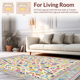 Ultra Soft Area Rug, Non Slip, Stain Resistant, Washable Area Rugs for Living Room, Bedroom, Grey and Beige Multi Colored Area with Whimsical(Beige)