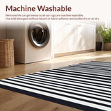 Ultra Soft Area Rug, Non Slip, Stain Resistant, Washable Area Rugs for Living Room, Bedroom, Chic Black and White Vertical Stripe Runner Rug for Trendy Interiors(Black)