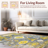 Ultra Soft Area Rug, Non Slip, Stain Resistant, Washable Area Rugs for Living Room, Bedroom, Elegant Grey Ogee Pattern(Gray)