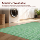 Ultra Soft Area Rug, Non Slip, Stain Resistant, Washable Area Rugs for Living Room, Bedroom, Serene Modern Linear Pattern Fusion(Green)