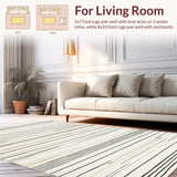 Ultra Soft Area Rug, Non Slip, Stain Resistant, Washable Area Rugs for Living Room, Bedroom, Soft Cream Abstract Angled Motif(Beige)