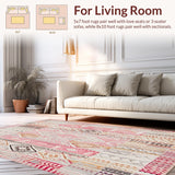 Ultra Soft Area Rug, Non Slip, Stain Resistant, Washable Area Rugs for Living Room, Bedroom, Rustic Checkerboard(Pink)