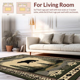 Ultra Soft Area Rug, Non Slip, Stain Resistant, Washable Area Rugs for Living Room, Bedroom, Classic Woodland Animal Motif(Beige)