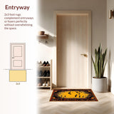 Ultra Soft Area Rug, Non Slip, Stain Resistant, Washable Area Rugs for Living Room, Bedroom, Contemporary Monochrome Bat Pattern(Orange)