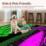 Ultra Soft Area Rug, Non Slip, Stain Resistant, Washable Area Rugs for Living Room, Bedroom, Bold Illuminated Organic Design(Green)
