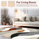 Ultra Soft Area Rug, Non Slip, Stain Resistant, Washable Area Rugs for Living Room, Bedroom, Elegant Subtle Gradient Waves(Beige)