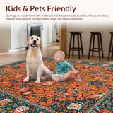 Ultra Soft Area Rug, Non Slip, Stain Resistant, Washable Area Rugs for Living Room, Bedroom, Rustic Earthy Boho Charm(Orange)