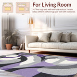 Ultra Soft Area Rug, Non Slip, Stain Resistant, Washable Area Rugs for Living Room, Bedroom, Abstract Grey Purple Elegance(Purple)