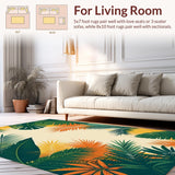 Ultra Soft Area Rug, Non Slip, Stain Resistant, Washable Area Rugs for Living Room, Bedroom, Sophisticated Tropical Print Style(Yellow)