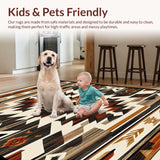 Ultra Soft Area Rug, Non Slip, Stain Resistant, Washable Area Rugs for Living Room, Bedroom, Rustic Earthy Tribal Motif(Beige)