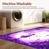 Ultra Soft Area Rug, Non Slip, Stain Resistant, Washable Area Rugs for Living Room, Bedroom, Radiant Moonbeam Floral Theme(Purple)