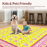 Ultra Soft Area Rug, Non Slip, Stain Resistant, Washable Area Rugs for Living Room, Bedroom, Chic Floral Design Area Grippers Infused with Modern Flair(Yellow)