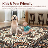 Ultra Soft Area Rug, Non Slip, Stain Resistant, Washable Area Rugs for Living Room, Bedroom, Intricate Boho Area With Deep Brown And Copper Geometric Design(Beige)