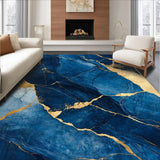 Ultra Soft Area Rug, Non Slip, Stain Resistant, Washable Area Rugs for Living Room, Bedroom, Dynamic Fluid Artful Composition(Blue)