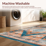 Ultra Soft Area Rug, Non Slip, Stain Resistant, Washable Area Rugs for Living Room, Bedroom, Artful Modern Symmetrical Textures(Orange)