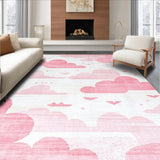 Ultra Soft Area Rug, Non Slip, Stain Resistant, Washable Area Rugs for Living Room, Bedroom, Whimsical Soft Pastel Cloud Motif(White)