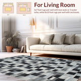 Ultra Soft Area Rug, Non Slip, Stain Resistant, Washable Area Rugs for Living Room, Bedroom, Stylish Minimalist Lattice Arrangement(Gray)