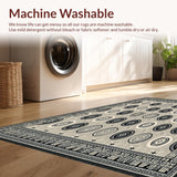Ultra Soft Area Rug, Non Slip, Stain Resistant, Washable Area Rugs for Living Room, Bedroom, Contemporary Circle Non Shedding Southwestern(Gray)