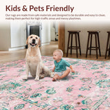 Ultra Soft Area Rug, Non Slip, Stain Resistant, Washable Area Rugs for Living Room, Bedroom, Whimsical Petal Patterned Aesthetic(Pink)