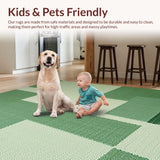 Ultra Soft Area Rug, Non Slip, Stain Resistant, Washable Area Rugs for Living Room, Bedroom, Abstract Low Pile Pet-Friendly Area Carpet(Green)
