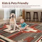 Ultra Soft Area Rug, Non Slip, Stain Resistant, Washable Area Rugs for Living Room, Bedroom, Modern Warm Tones Medallion(Red)