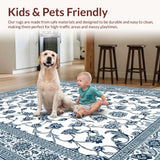 Ultra Soft Area Rug, Non Slip, Stain Resistant, Washable Area Rugs for Living Room, Bedroom, Stylish Transitional Geometric Shapes(White)