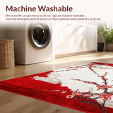 Ultra Soft Area Rug, Non Slip, Stain Resistant, Washable Area Rugs for Living Room, Bedroom, Rustic Multi-Colored Blossom Pattern(Red)