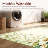 Ultra Soft Area Rug, Non Slip, Stain Resistant, Washable Area Rugs for Living Room, Bedroom, Botanical Bliss Floral Fusion(Ivory)