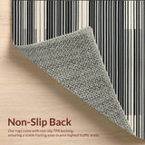 Ultra Soft Area Rug, Non Slip, Stain Resistant, Washable Area Rugs for Living Room, Bedroom, Sleek Black and Bone Stripes(Black)