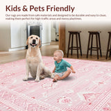 Ultra Soft Area Rug, Non Slip, Stain Resistant, Washable Area Rugs for Living Room, Bedroom, Elegant Pastel Playful Vibe(Pink)