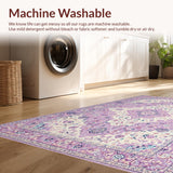 Ultra Soft Area Rug, Non Slip, Stain Resistant, Washable Area Rugs for Living Room, Bedroom, Contemporary Circular Floral Aesthetic(Purple)