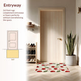 Ultra Soft Area Rug, Non Slip, Stain Resistant, Washable Area Rugs for Living Room, Bedroom, Charming Cherry Blossom Bow Rug with Playful Fruit Motifs and Coquette Flair(Red)