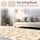 Beige Geometric Modern Indoor Area(Beige)