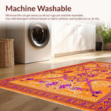 Ultra Soft Area Rug, Non Slip, Stain Resistant, Washable Area Rugs for Living Room, Bedroom, Dynamic Artisan Woven Palette(Orange)